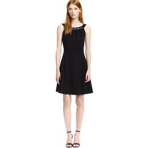 Tory Burch Sheila Black Sleeveless Floral Beaded Neckline Dress NWT Womens 10